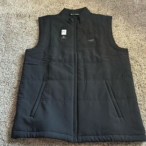 Travis Mathew Vest Men's Medium Cold Heart Quilted Performance Black Zip